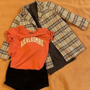 Zara coat, Abercrombie dress and top and more